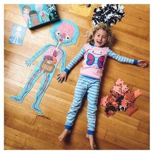 Janod 4 in 1 Puzzle Human Body Age 5+ Skeleton Glow In The Dark, Organs